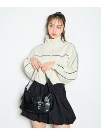 【SALE／58%OFF】配色パイピングブルゾン INGNI イング ジャケット・アウター ブルゾン・ジャンパー ブラック ホワイト グレー【RBA_E】[Rakuten Fashion]