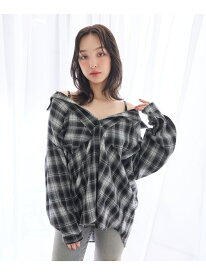 【SALE／14%OFF】2Wayオフショルチェック柄シャツ INGNI イング トップス シャツ・ブラウス ブラウン ブラック ネイビー【RBA_E】[Rakuten Fashion]