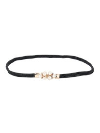 パールバックルゴムベルト INGNI イング ファッション雑貨 ベルト ブラック ベージュ[Rakuten Fashion]