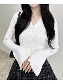 【SALE／25%OFF】【WEB限定】フレアスリーブリブニットカーディガン INGNI イング トップス カーディガン ホワイト レッド ブラック グレー【RBA_E】[Rakuten Fashion]