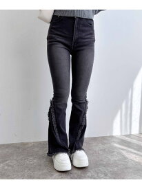 フリンジフレアデニムパンツ INGNI イング パンツ ジーンズ・デニムパンツ ネイビー ブルー グレー【送料無料】[Rakuten Fashion]