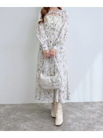 【WEB限定】デコルテオープン花柄OP INGNI イング ワンピース・ドレス ワンピース ホワイト グレー ピンク【送料無料】[Rakuten Fashion]