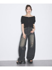 【SALE／30%OFF】【WEB限定】クラッシュデニムカーブパンツ INGNI イング パンツ ジーンズ・デニムパンツ ブルー ネイビー【RBA_E】[Rakuten Fashion]