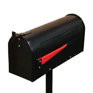 -アウトレット-(多少のへこみ有り)アンティークアメリカンポスト ブラック(スタンド付き・アイアンポスト・メールボックス・郵便受け)ink-sc3134039b-set