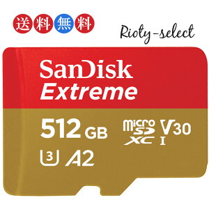 microSDXC 512GB TfBXN SANDISK microSDXCJ[h U3 UHS-I A2 V30 Class10 R:160MB/s W:90MB/s SDSQXA1-512G COpbP[W