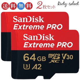 ＜お買得2枚組！一枚1,695円あたり＞microsdカード 64GB SanDisk サンディスク microSDXC UHS-I U3 V30 4K Extreme Pro A2対応 R:170MB/s W:90MB/s Nintendo Switch動作確認済 海外パッケージ SDSQXCY-064G