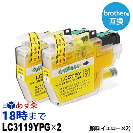 LC3119Y 顔料 (大容量イエロー×2パック) 互換インクカートリッジ ブラザー用 brother用 (LC3117-4PK増量版）