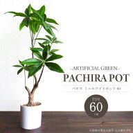 人工観葉植物 アーティフィシャルグリーン パキラミニホワイトポット 高さ60cmタイプ ミニツリー 造花 フ…
