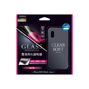 iPhone XS/X �Ή� �K���X�t�B����+�\�t�g�P�[�X �Z�b�g �uGLASS + CLEAR TPU�v LP-IPSRSTFG �K���X�t�B���� �V�[�� �P�[�X �X�}�z�P�[�X �\�t�g�P�[�X �w�ʃJ�o�[ �J�o�[ �X�}�z�J�o�[ �t�B���� ������ 