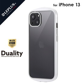 iPhone 13 対応 ケース カバー 背面タイプ 耐衝撃 ハイブリッドケース 「Duality」 マット 光沢 クリア 透明 写真 ステッカー カスタム ハニカム構造 シンプル ホワイト LP-IM21PLDWH mst-32345