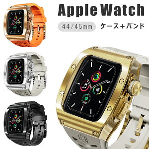 �A�b�v���E�H�b�` applewatch 44mm 45mm �o���h �P�[�X ��̌^ �t���J�o�[ �X�e�����X �V���R���o���h �ϏՌ� �V���v�� �X�|�[�c Apple Watch series 4/5/6/SE/SE2/7/8/9 �Ή� �u���b�N �I�����W �z���C�g �S�[