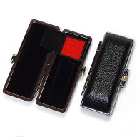 【即日発送(16時まで)】印鑑ケース 角印鑑ケース 角天丸 角寸胴 18mm 朱肉付き 【もみ革印鑑ケース】【本…