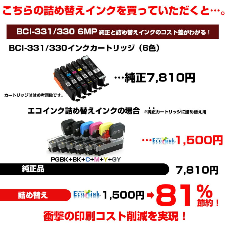 楽天市場】ワンタッチ BCI-331+330/6MP キヤノン Canon 対応 純正6個分 