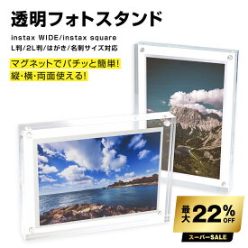 【SS開始3日間限定割引】透明アクリルフォトフレーム L判/2L判/instax WIDE/instax square/はがき/名刺 サイズ対応 写真立て 推し活 マグネットタイプ メール便送料無料 マグネットでパチッととまる BBEST