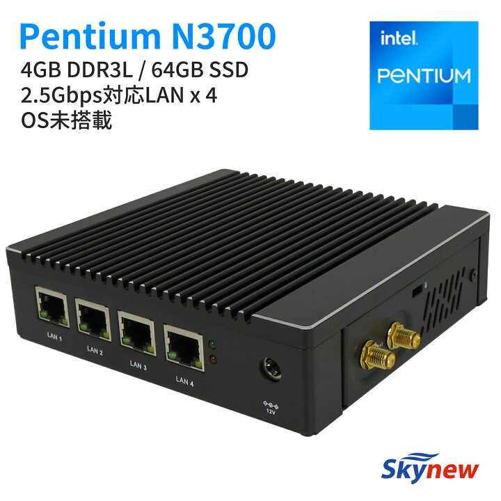 楽天市場】ファンレス ミニpc 【 Pentium N3700 / 4GB DDR3 / 64GB SSD 