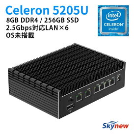 ファンレス ミニPC【 Celeron 5205U / メモリ 8GB DDR4 / 128GB SSD / OSなし 】 4K対応 無音 静音 低消費電力 省スペース 小型 ミニパソコン 小型パソコン デスクトップパソコン 本体 組込 産業用 業務用 家庭用 Skynew K16