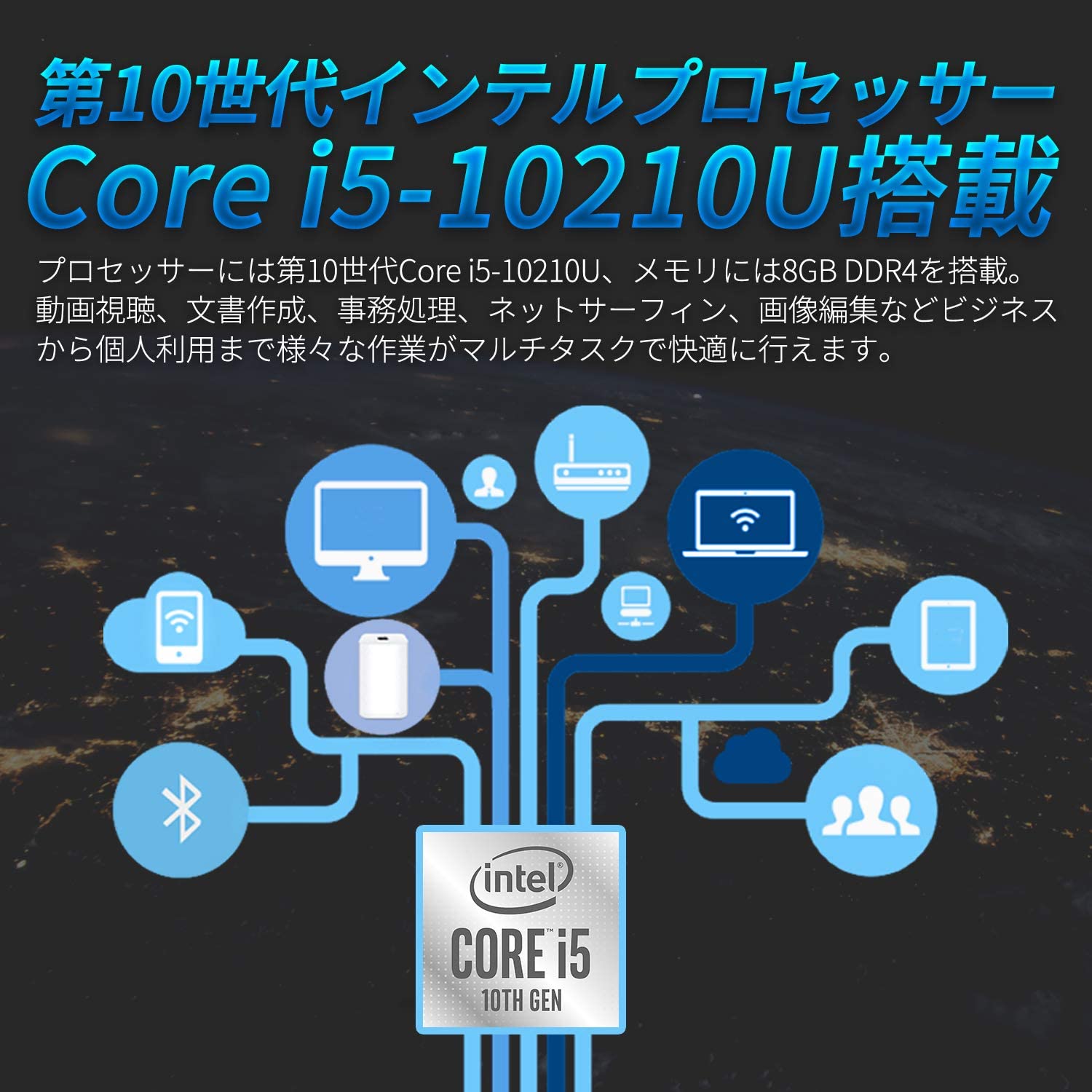 デスクトップパソコン 第10世代 Intel Core I5 営業 u 8gb Ssd 256gb Windows 10 Pro 新世代 W3 4k対応 Wifi6対応 保証1年 ミニpc I5 u Skynew テレワーク Wifi6 小型デスクトップパソコン Ram 在宅勤務 デスクトップ