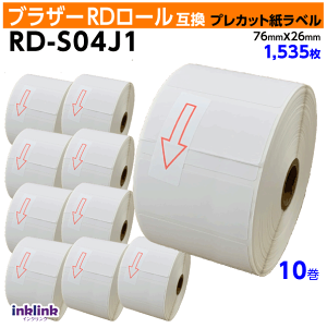 �u���U�[ RD-S04J1 RD���[�� �v���J�b�g�����x�� 76mm x 26mm×10���Z�b�g�k�݊����x���lBrother TD-4550DNWB -4510D -4420DN -4100N -4000�Ή�