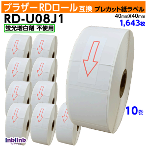 �u���U�[ RD-U08J1�k�������l �u�������ܔ����lRD���[�� �v���J�b�g�����x�� 40mm x 40mm 1643��×10���Z�b�g�k�݊����x���lBrother TD-2130NSA TD-2130N�Ή�
