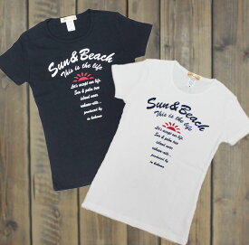 SUN&BEACH 太陽柄　シンプル　レディースTシャツ　半袖　ハワイ