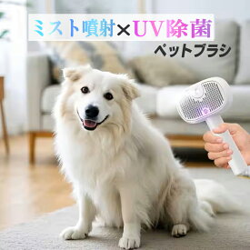 ミストブラシ UV除菌 ペットブラシ噴霧式 ペット用ブラシ ワンプッシュ 猫 犬 UVライト 除菌 抜け毛取り ブラッシング スリッカーブラシ マッサージ いぬ ネコ くし スチームブラシ 長毛 短毛 猫犬兼用 犬用品 猫用品 静電防止 細菌 ウイルス 除去