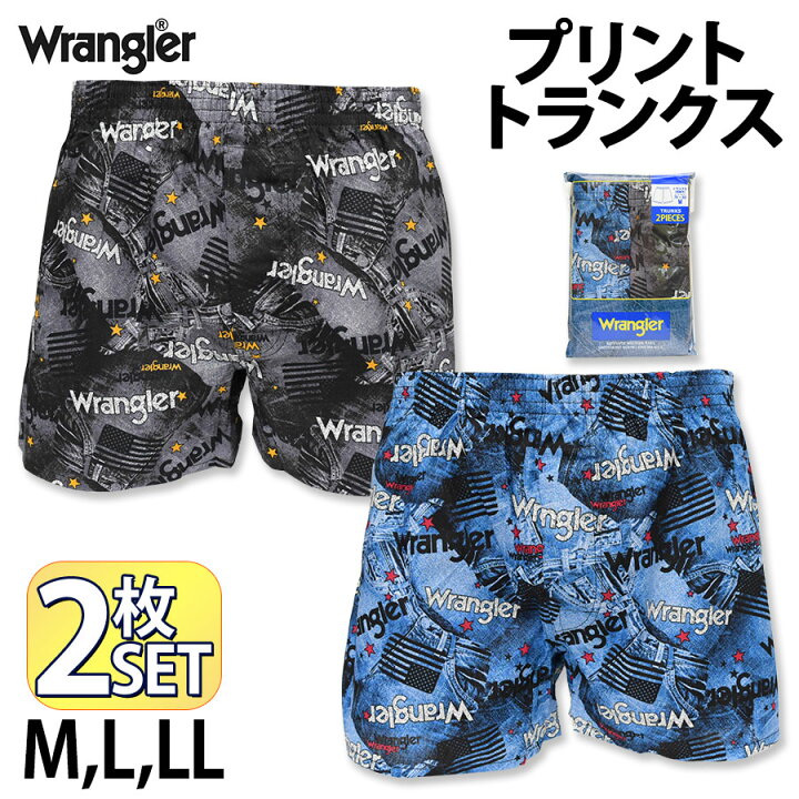 楽天市場 ラングラー Wrangler プリント トランクス メンズ 2枚セット 送料無料 綿100 前開き 紳士 男性 パンツ 下着 おしゃれ インナー M L Ll まとめ買い プレゼント お得 ブランド ギフト 人気 Owl オウル
