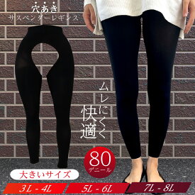 サスペンダーレギンス 3L-4L ブラック 大きいサイズ 80デニール 通気性 涼しい 便利 ガーター