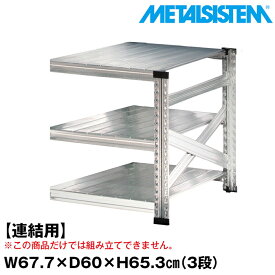 【ポイント10倍】メタルシステム セミ(連結用)幅67.7x高さ65.3x奥行60.0(cm) 3段 【METALSISTEM スチールラック 棚 ラック 収納棚 メタルラック おしゃれ 組立簡単 スチール棚 業務用 陳列棚 オフィス家具 メタルシェルフ 店舗什器】 SSS