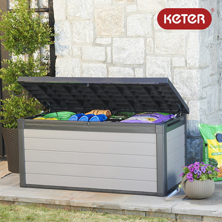 楽天市場 Premier Deck Box Keter 収納庫 大容量 丈夫 プラスチック 収納ボックス 収納box ベンチ型収納 樹脂製 耐水 物置 屋外 ベランダ ケーター Diy 収納家具 物入れ 庭 おしゃれ 大型 ガーデンベンチ 蓋付き フタ付き 収納ベンチ コンテナボックス イノセント