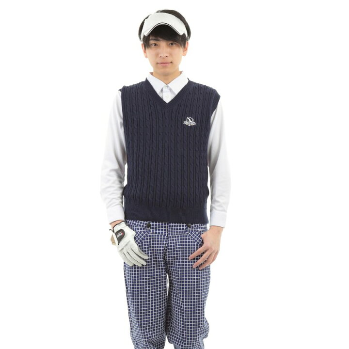 楽天市場 ゴルフウェア メンズ 春夏 夏 ゴルフ ウェア ベスト おしゃれ ブランド ゴルフ ベスト メンズ 流行り ゴルフ ニット ベスト ゴルフ ウェア V ネック チルデン ニット ケーブル セーター コーデ コットン 綿 100 春物 人気 コーディネート 芸能人
