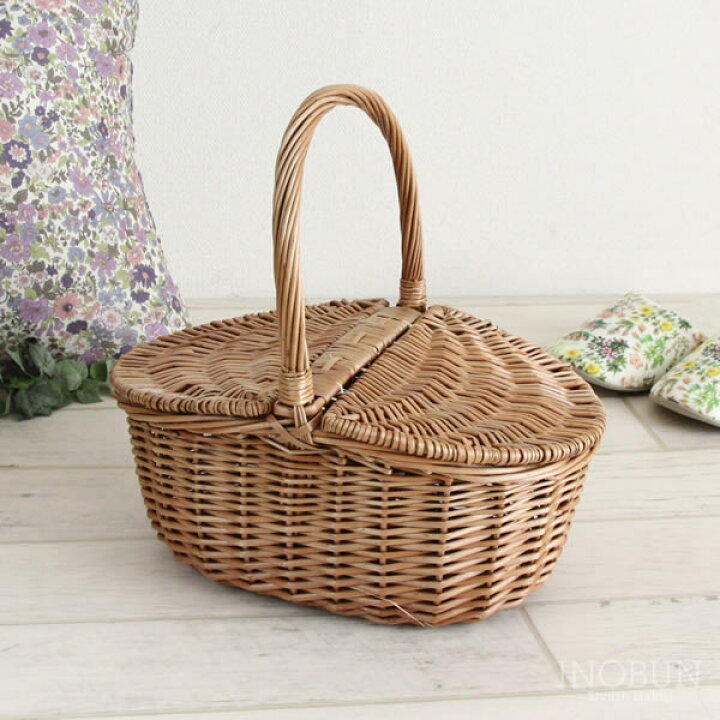 楽天市場】【在庫限り終了】煮柳 ふた付き ピクニック バスケット W35  