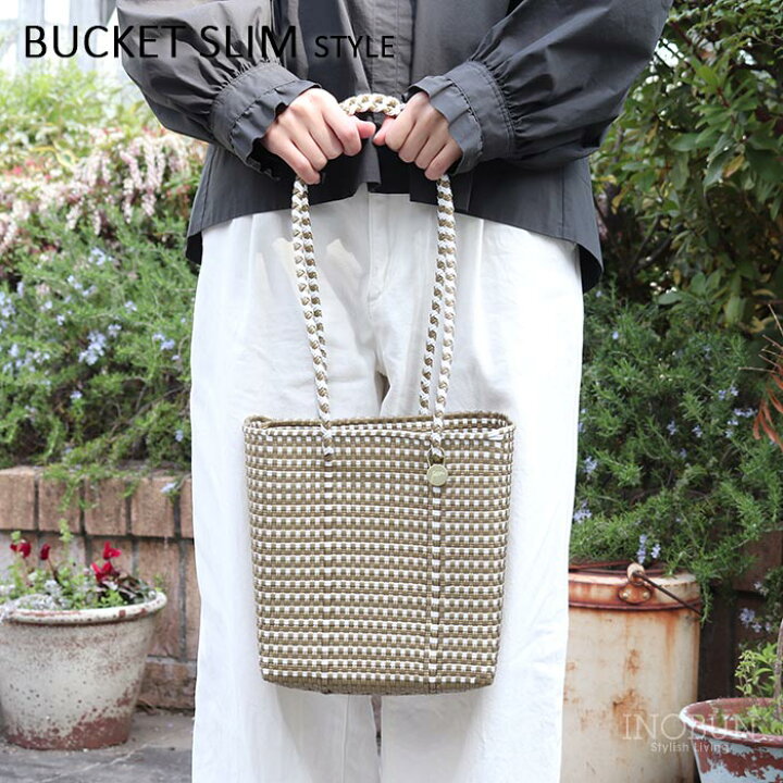 楽天市場】メルカド バッグ レトラ MINI CHECK BUCKET SLIM ゴールド x 