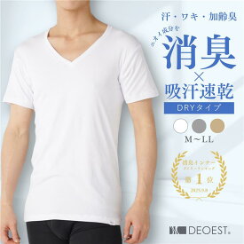 DEOEST｜消臭アンダーシャツDRY・Vネック◆IDA84◆消臭シャツ 消臭下着 消臭インナー V首 半袖 体臭 汗臭 加齢臭 脇臭 生乾き臭 脇汗 汗脇 わきが 男性 紳士 メンズ 吸汗速乾 ドライタッチ クールビズ