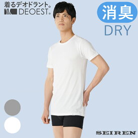 DEOEST｜消臭アンダーシャツDRY・クルーネック◆IDT84◆消臭シャツ 消臭下着 消臭インナー 丸首 半袖 体臭 汗臭 加齢臭 脇臭 生乾き臭 脇汗 汗脇 わきが 男性 紳士 メンズ 吸汗速乾 ドライタッチ クールビズ