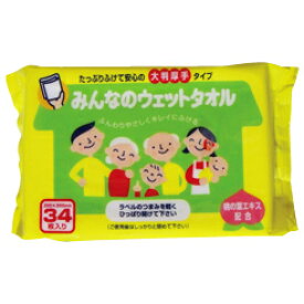 日本製ウェットタオル 厚手 大判 不織布も国内生産みんなのウェットタオル34枚（34枚×24個）