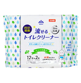 アルコール配合　99.9％除菌　24時間抗菌トイレクリーナーシート・ミントの香り 12枚×2P×24個入