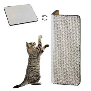 猫 爪研ぎ 段ボール、猫 スクラッチャー、猫用爪とぎ 壁やコーナー用の革新的な猫爪とぎポスト、爪とぎ取り付け簡単 ペット用 、四季対応、家具傷防止、 ソファ、家具、壁に貼る 耐摩耗