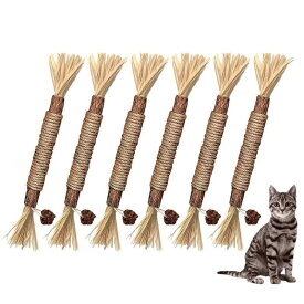 猫 噛む 6個セット 歯ぎしり棒 猫木おもちゃ 猫噛むおもちゃ 歯磨きスティック またたび スティック 天然木 ストレス解消 噛む玩具
