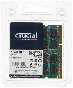 Crucial [MicronCrucialuh] DDR3 1600 MT/s (PC3-12800) 16GB kit (8GBx2) CL11 SODIMM 204pin 1.35V/1.5V for Mac CT2K8G3S160BM