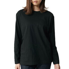 [リライブシャツ] 男女兼用 長袖シャツ プリントタイプ 丸ネック 綿 M(身長165～175cm) ブラック