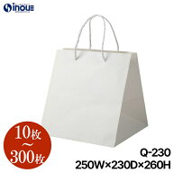 紙袋 マチ広 手提げ 白 無地 Q-230【250W×230D×260H】1セット10枚～｜正方形 ブライダルバッグ ラッピ…