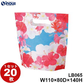 不織布 袋 夏ラッピング 小判抜きバッグ ミニ ハイビスカス空柄 LB065DD 内寸:110W×80D×140H 外寸:110W×80D×190H 1セット20枚 ギフト プレゼント 夏休み 限定 ギフトバッグ お菓子 小分け 子供 ギフト ラッピング袋 飾り 手提げ 夏 お盆 ラッピング