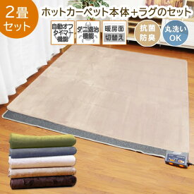 ホットカーペット + ラグ セット 2畳 「 ホットカーペット + Dフランネルラグ 2点セット 」2畳用 ホットカーペット 2畳 セット 本体 電気カーペット 電気カーペットカバー ホットカーペット対応 洗える ラグ フランネルラグ おしゃれ ラグマット