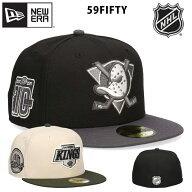 ニューエラ 59FIFTY NHL サイドパッチ キャップ アナハイム ダックス ロサンゼルス キングス フラットバ…