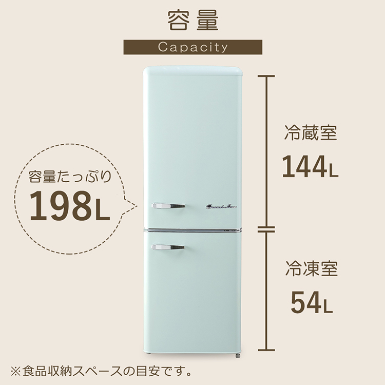 楽天市場】【設置サービス】冷蔵庫 小型 2ドア 2ドアレトロ冷凍冷蔵庫 