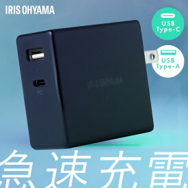 [12％OFF] USB充電器 USB 2ポート 65W アイリスオーヤマ 充電器 急速充電 PD準拠 コンパクト コンセント 2台同時充電 スマホ タブレット パソコン モバイル モバイルバッテリー 旅行 持ち運び 折り畳み可能 2口 充電 チャージャー PSE 防災 IQC-C652[2604SO]