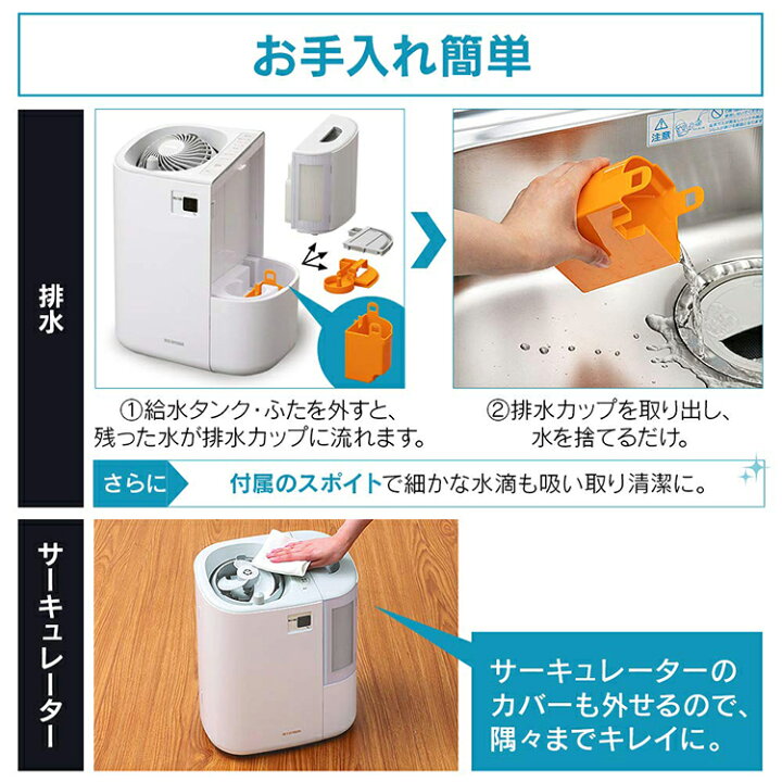 楽天市場】加湿器 ハイブリッド サーキュレーター加湿器 3.7L HCK-5519 