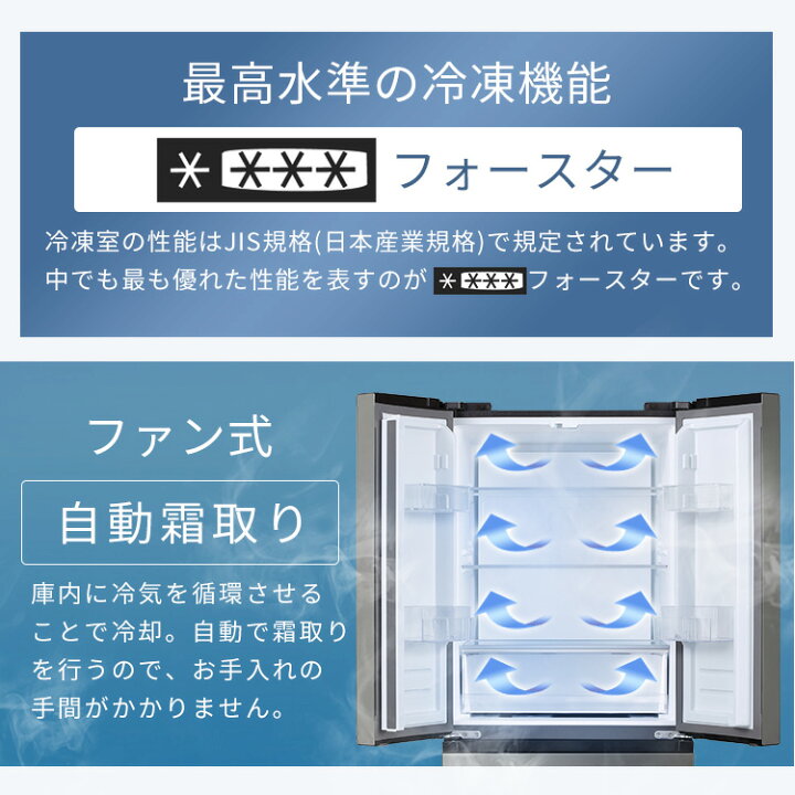 楽天市場】[10％OFF] 冷蔵庫 フレンチドア 両開き 大容量冷凍室 急速 