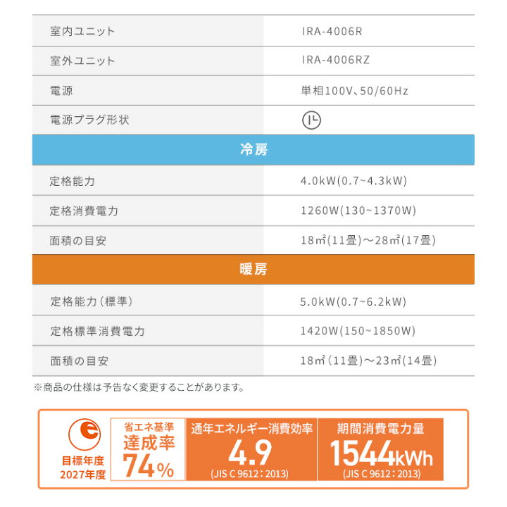 楽天市場】エアコン 14畳 14畳用 節電 いたわりエコモード 消費電力 