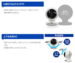 扇風機冷房送風静音省エネ夏物冷風機冷風扇首ふり空気循環部屋干しサーキュレーター18畳ボール型上下左右首振りホワイトPCF-SC15Tアイリスオーヤマ